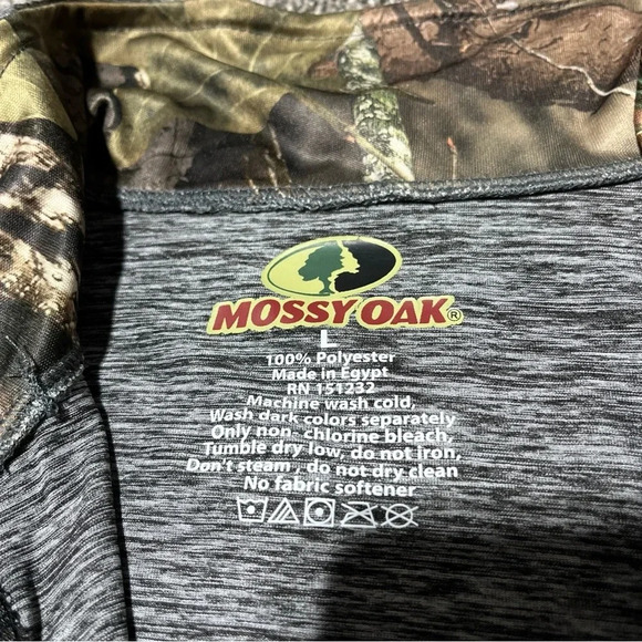 Mossy Oak Mens 1/4 Quarter Zip Zipper Dri fit Large Camo Outdoors NWT - Picture 7 of 8